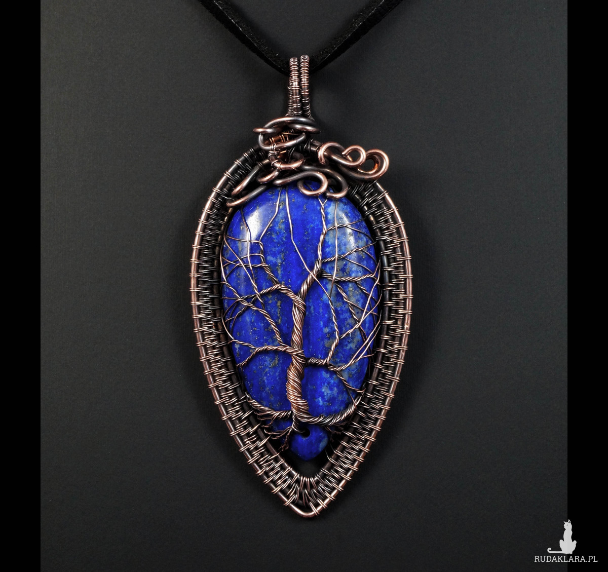 Lapis lazuli Drzewko szczęścia, Miedziany wisior z lapisem, ręcznie wykonany, prezent dla niej, prezent dla mamy, prezent urodzinowy